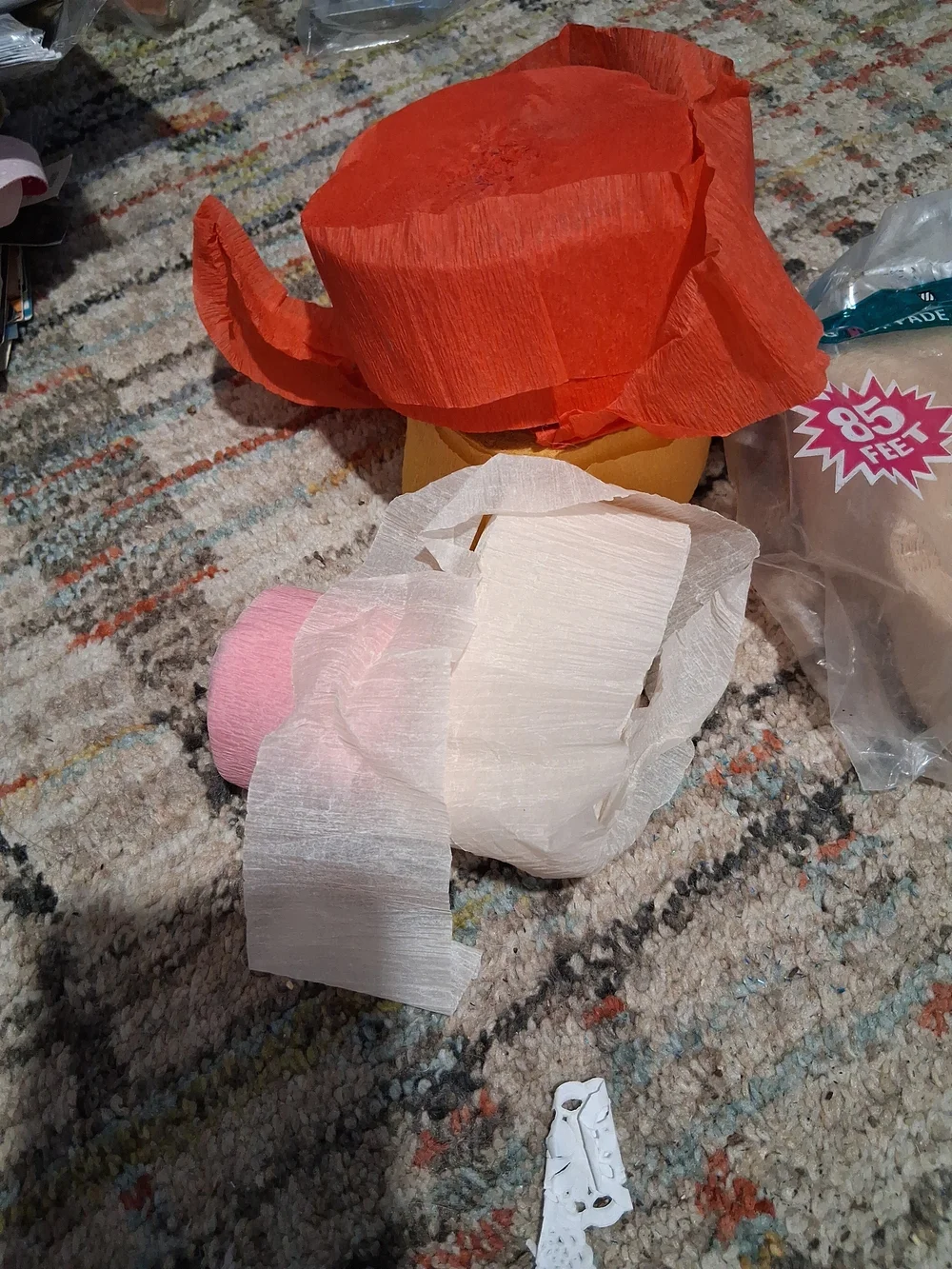Assorted Crepe Paper Streamers - Orange, Cream, Purple, Yellow, Brown Some New
